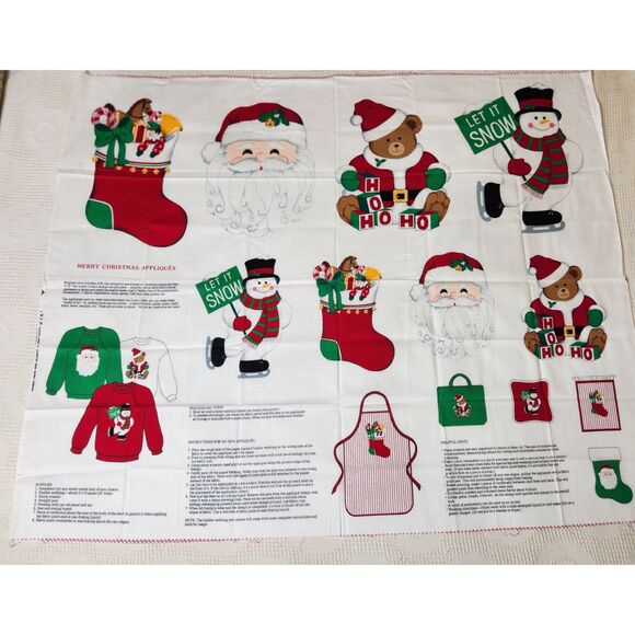 Vintage Christmas Fabric Panel Sew Appliques Toys Decorations Cotton Craft - Picture 6 of 6